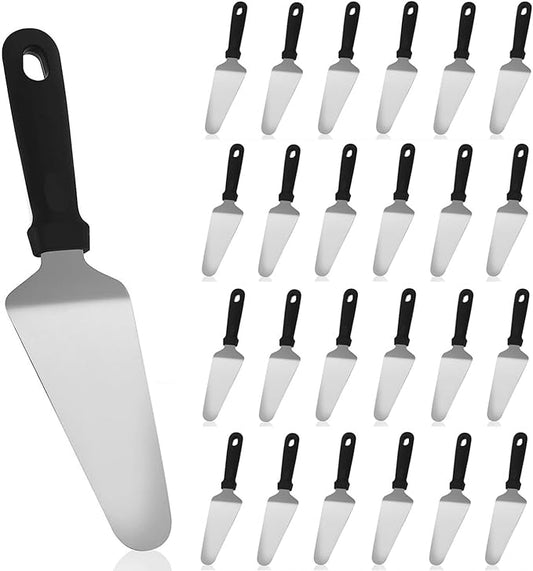 RHBLME 25 Pack Pizza Spatula, Pie Server Pie Cutter Cake Cutter, Stainless Steel Cake Serving Spatula Non Slip Easy to Grip Baking Triangular Spade Plastic Handle Shovel
