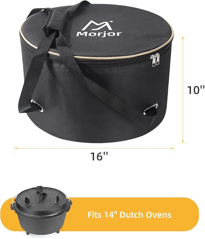 Dutch Oven Bag for 14 Inch Dutch Oven, Carry Bag with Extra Inner Crossed Straps & 2 Pockets