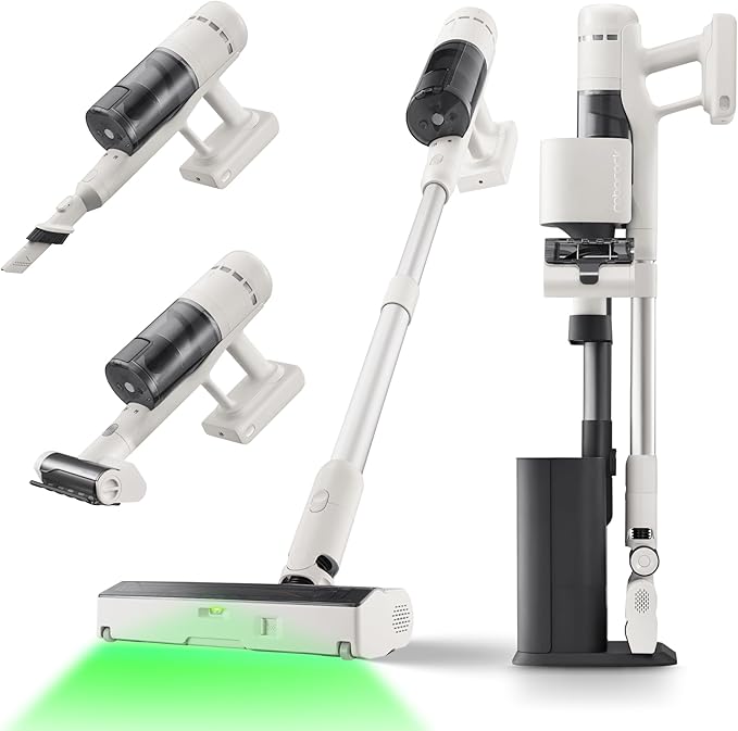 roborock H60 Hub Cordless Stick Vacuum Cleaner with Auto-Empty Dock, 115AW Suction for Carpets and Hard Floors, Vacuum Cleaners with 60-Min Runtime, Anti-Tangle Brush, 140째 Green LED Dust Detection