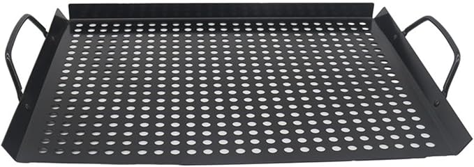 Banax Non Stick Grill, Stainless Steel Grill Pan 11" X 17" With Handles for Indoor and Outdoor Use, With Holes for Meat, Vegetables, Seafood and Camping Accessories