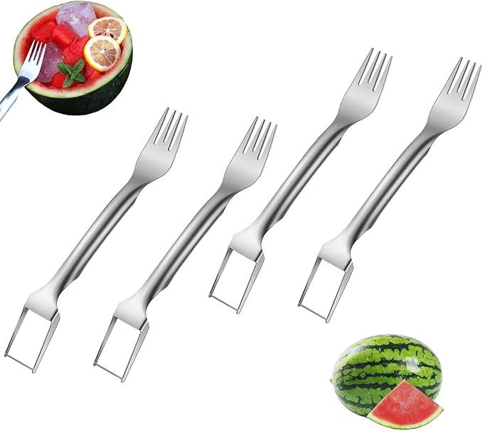 Watermelon Cutter ??2025 Upgraded Stainless Steel 2-in-1 Fork Slicer Tool | Portable & Multi-Functional for Effortless Fruit Slicing at Home, Parties, Camping & Kitchen Use (4, B)