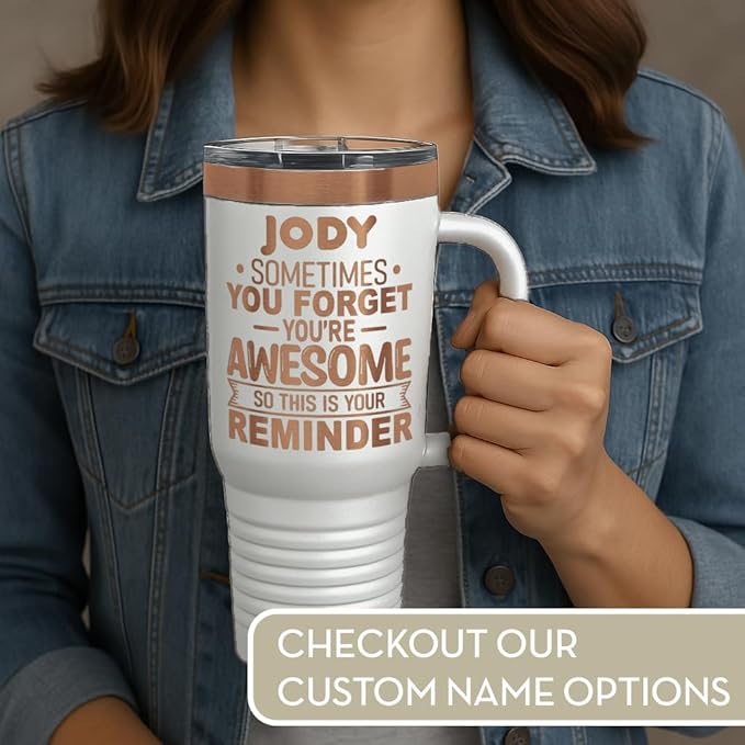 Spotted Dog Company Inspirational Tumbler, Inspirational Gifts for Men Dad Father Wife Sister Women, Birthday For Him Her, You?셱e Awesome Tumbler, Teacher Coworker Gifts 40oz White Copper
