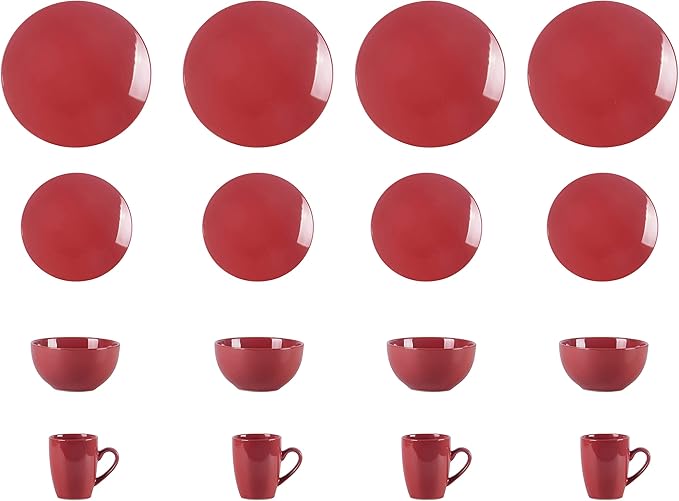 Color Wave Stoneware 16pc Dinnerware Set, Rose Wood