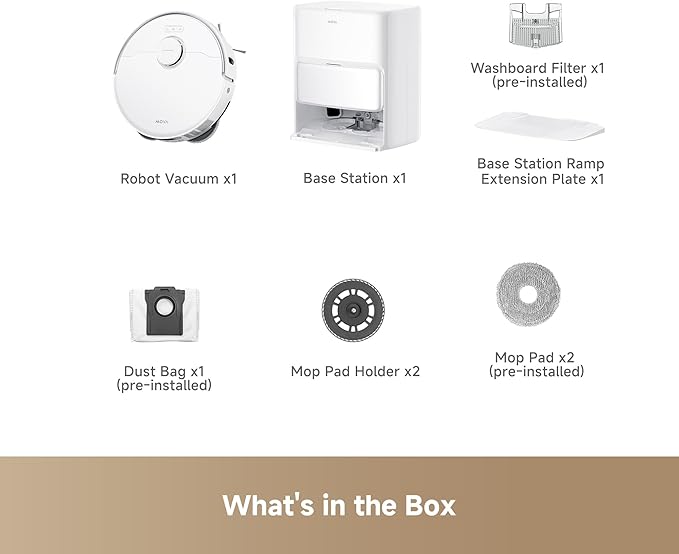Mova P50 Ultra Robot Vacuum Cleaner with Flexible Mop, 19,000 Pa Suction Power with Anti-Tangle Brush, Corner and Edge Cleaning, 167??Automatic Cleaning & Self-Drying & Cleaning, Auto Empty & Refill
