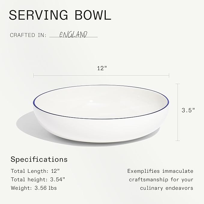 Made In Cookware - Serving Bowl - White With Navy Rim - Porcelain England