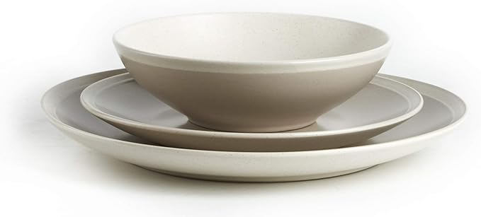 Rock Ridge Speckled Stoneware Dinnerware Set (18pc Set, Sands and Ivory)