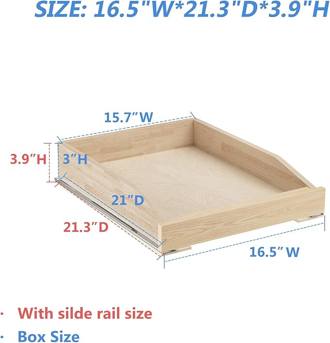 LOVMOR Single Pull Out Organizer 16쩍?쓂 x 21?쒭, Soft Close Slide Out Drawer Storage Shelves for Kitchen, Wood Cabinet Shelf Pull-Out Organizer Storage for Base Cabinet