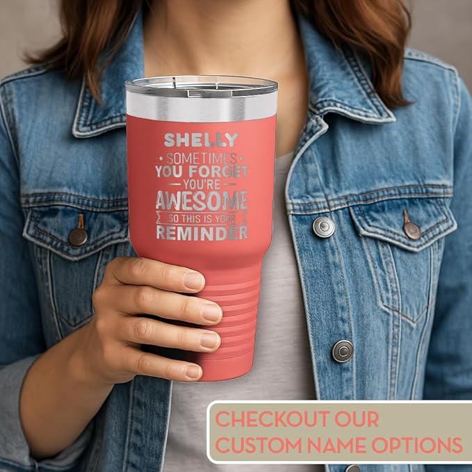 Spotted Dog Company Inspirational Tumbler, Inspirational Gifts for Men Dad Father Wife Sister Women, Birthday For Him Her, You?셱e Awesome Tumbler, Teacher Coworker Gifts 30oz Coral