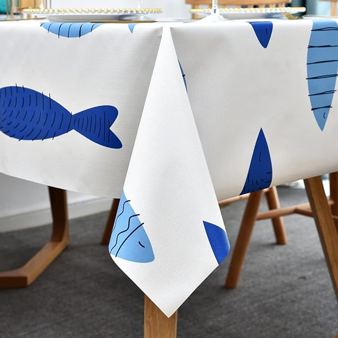 LOHASCASA Heavy Duty Vinyl Oilcloth Tablecloth PVC Waterproof Plastic Wipeable Spillproof Peva Tablecloth for Spring Outdoor Camping Picnic Oblong 54x84 Inch