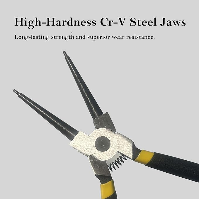 4 PCS Snap Ring Pliers Set ??7" Internal & External Circlip Pliers with Straight/Bent Jaw Tips, Heavy Duty CR-V Steel Retaining Ring Pliers Kit with Storage Box