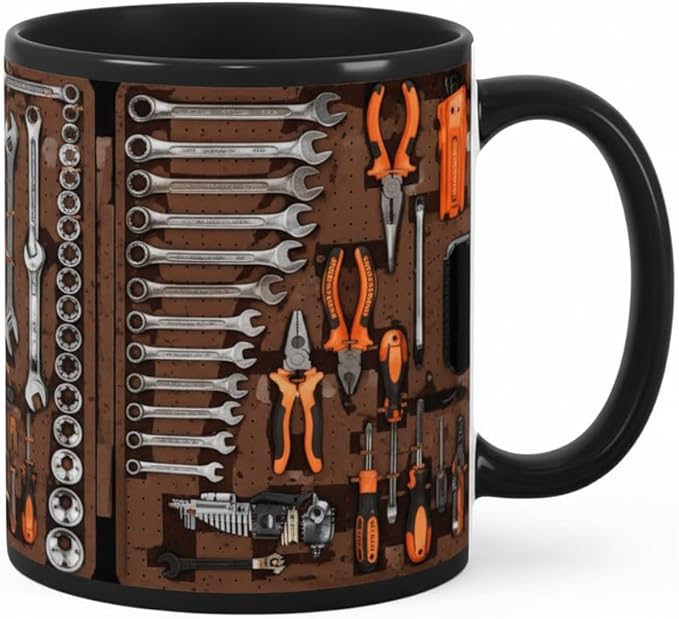 Mechanic Toolbox Mug, 2026 New Unique 3D Mechanic Toolbox Set Coffee Mug, Non-slip Reusable Mug, Suitable as a Gift for Coworkers, Fathers, Renovation Workers (C)