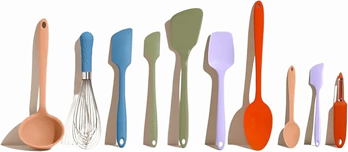 GIR: Get It Right 10-Piece Silicone Ultimate Kitchen Utensil Set ??Spatulas, Ladle, Flip, Spoons, Whisk, Peeler & Spoonula ??Nonstick, Non-Toxic, Heat-Resistant ??Mediterranean