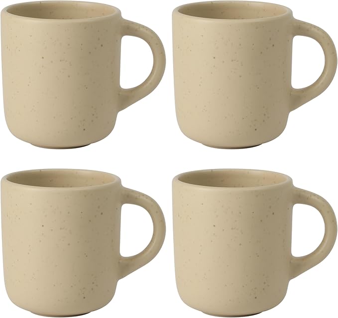 Bloomhouse - Two Time Oprah's Favorite Things Winner - Corsica Clay 4-Piece Mug Set ??Cappuccino Cream Stoneware Coffee & Tea Cups, Durable Ceramic Drinkware