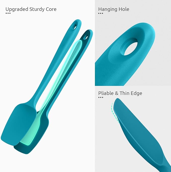U-Taste Silicone Spoon Spatula Set, 600쨘F High Heat Resistant Food Grade Flexible Rubber Scraper, Cooking Mixing Baking Kitchen Utensils Set of 3 (Multicolors)