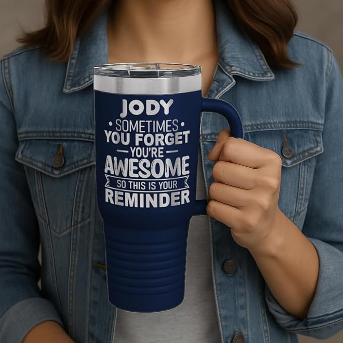 Personalized Inspirational Tumbler, Inspirational Gifts for Men Dad Father Wife Sister Women, Custom Birthday For Him Her, Customized You?셱e Awesome Tumbler, Teacher Coworker Gifts 40oz Navy Blue