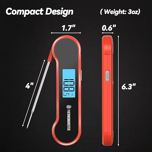 0.5 Sec Instant Read Meat Thermometer Digital with 짹0.5??Precision, Food Thermometer for Cooking Kitchen Gadgets, Oven Grill Candy BBQ Essentials Accessories, Gifts for Him Dad Men Birthday, Red