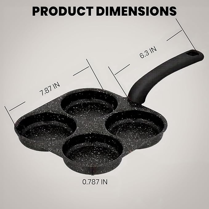 Non Stick 4 Cup Breakfast Pan Multi Section Skillet with Flat Bottom Frying Pan for Eggs Pancakes Mini Burgers Sausages and Daily Cooking Use Ideal for Home Kitchen Meal Preparation