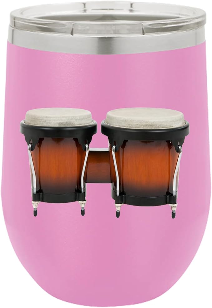 Bongos Wine Tumbler, Bongos Gift, 12oz Stainless Steel Wine Tumbler, Gifts For Him, For Her, For Boys, For Girls, Birthday, Christmas Gift idea (Light Purple)