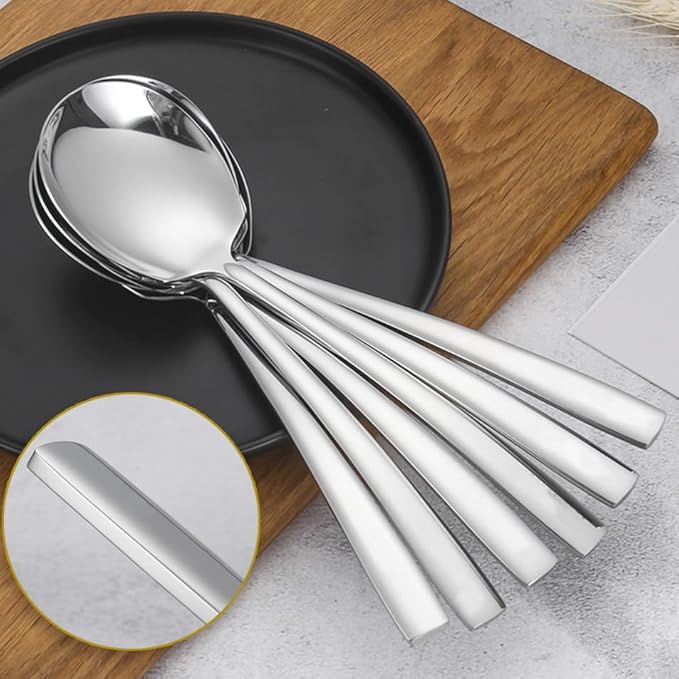 Serving Spoons Set Stainless Steel 9.14 Inch Serving Utensils for Buffet Catering Dishwasher Safe (12-pieces, Silver)