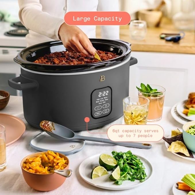 Beautiful 6?‘Quart Programmable Slow Cooker with 5 Presets, Keep?‘Warm, Touch Display & Dishwasher?‘Safe Pot