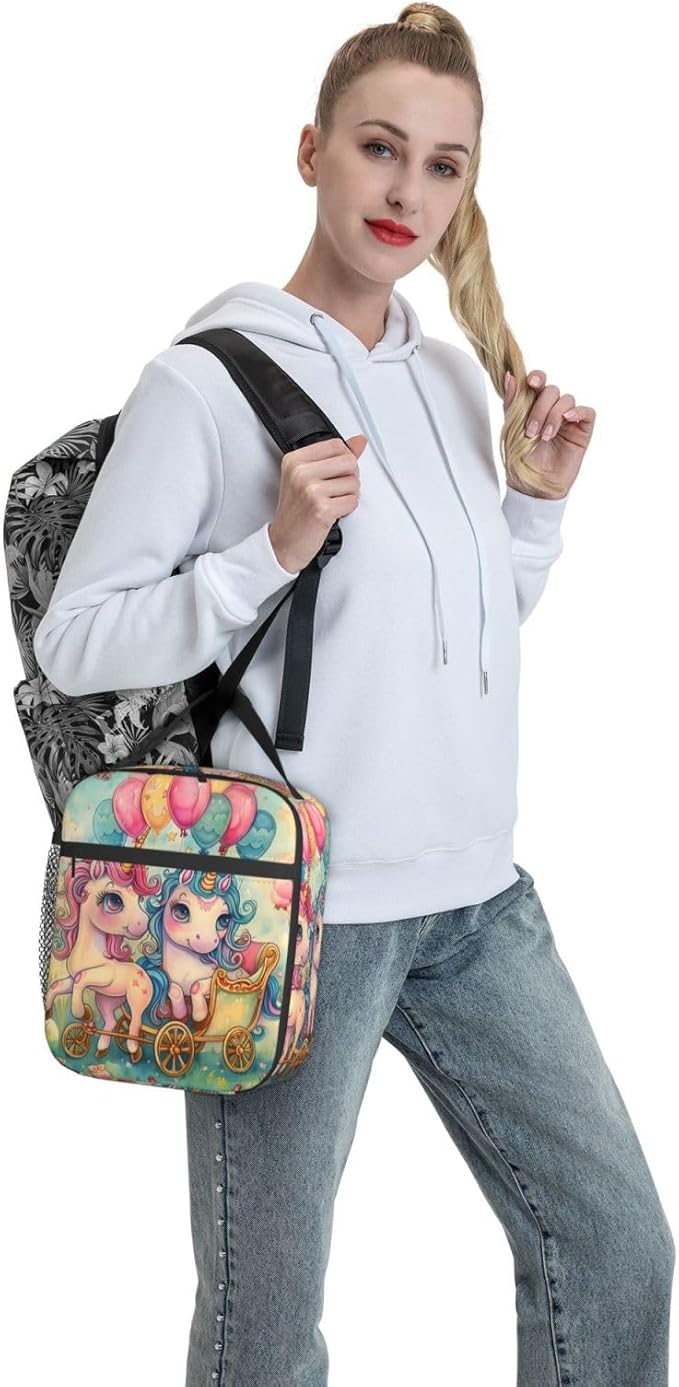 VANZEV Insulated Lunch Box for Women Men, Cute Unicorn Lunch Box Reusable Portable Lunch Bag Cooler Tote Waterproof Lunch Container for Office Picnic Work Travel