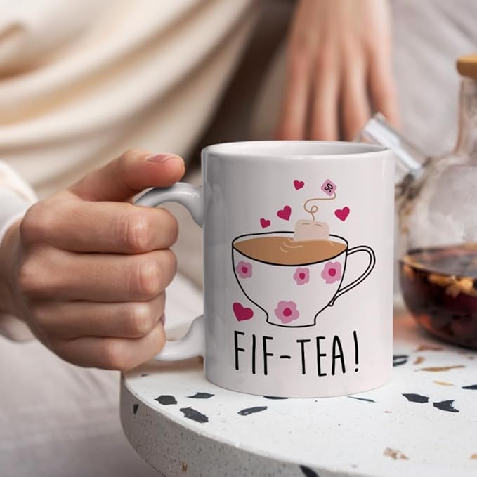 FIF-TEA 50th Birthday Mug Gifts for Women - Tea Lover Gift - Funny Bday Gift for Mom Dad Husband Wife Friend - 50 Year Old Funny 11OZ Tea Cup Coffee Mug, Mother's Day Gifts for Grandma