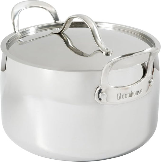 Bloomhouse - Two Time Oprah's Favorite Things Winner - 8 Quart Tri-Ply Stainless Steel Stock Pot with Lid ??Dutch Oven, Oven Safe, Dishwasher Safe