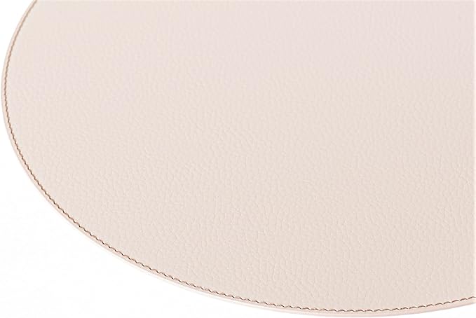 Nikalaz Oval Placemats Set (Pack of 4) Recycled Leather Table Mats 18 x 13 inches (45.7 x 33 Centimeters), Kitchen Dining Table D챕cor by Nikalaz (Beige - Creamy White)