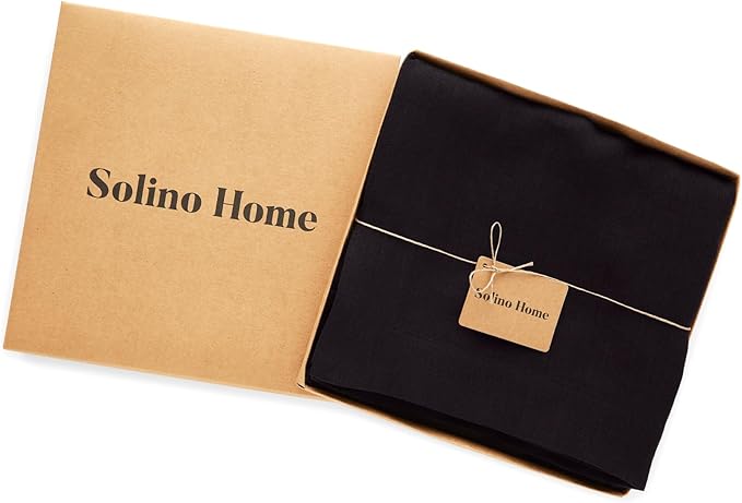 Solino Home Black Linen Tablecloth 70 x 70 Inch - 100% Pure Linen Table Cloth - Sonoma, Machine Washable Tablecloth for Winter, Spring