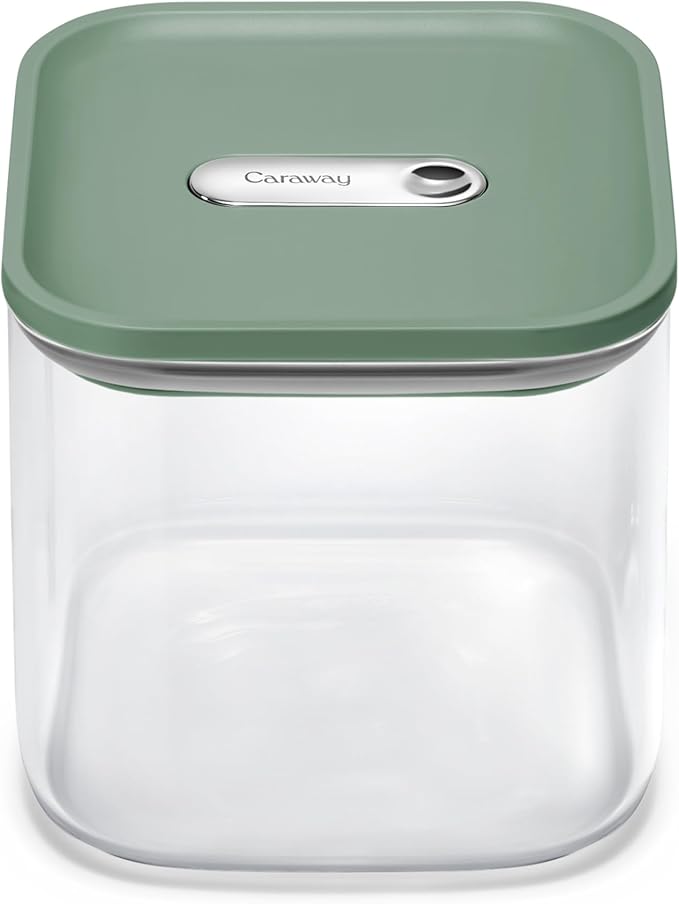 Caraway 2.5qt Glass Airtight Food Storage Container with Lid ??Non-Toxic, BPA-Free Kitchen Storage Container ??Stackable, Space-Saving Airtight Container for Dry Goods and More - Sage