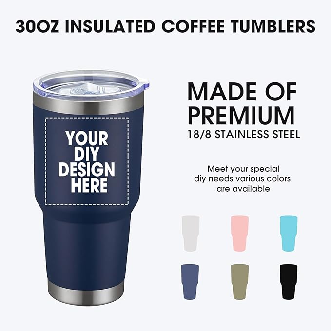 SMLIXE Personalized Coffee Tumbler Print in USA 30oz Stainless Steel Double Wall Insulated Coffee Cup With Text Photo Logo