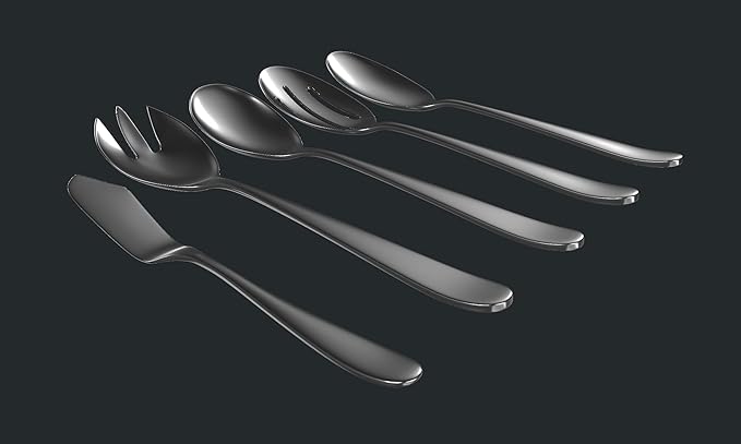 Serving Utensil Set ??18/10 Stainless Steel Serving Spoons, Salad Servers, Butter Knives, Mirror Finish, Dishwasher Safe, Elegant and Durable (10-Piece Serving Set, Fidenza)