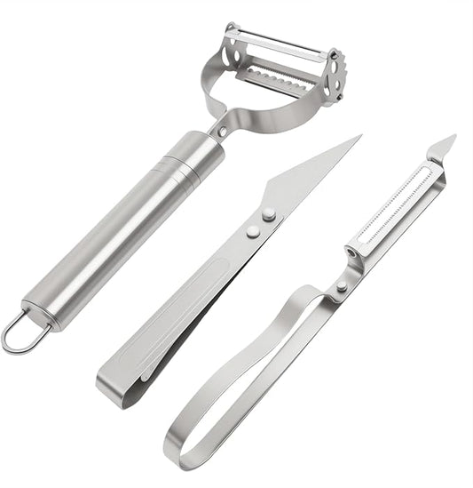 Adnexum 3-in-1 Vegetable Peeler - Ultra Sharp Slicer, Grater & Peeler with Ergonomic Design Grip for Effortless Peeling, Slicing and Grating for Fruit, Potatoes, Carrots, Apples