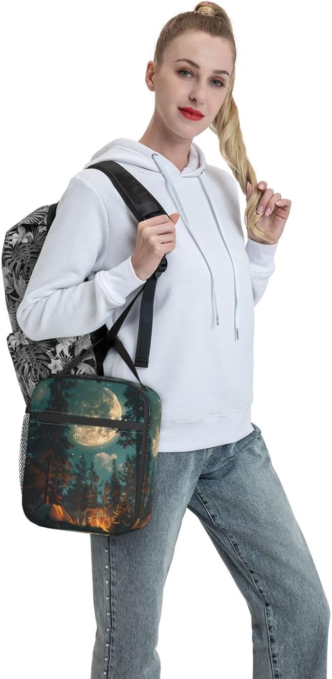 VANZEV Insulated Lunch Box for Women Men, Camp Theme Lunch Box Reusable Portable Lunch Bag Cooler Tote Waterproof Lunch Container for Office Picnic Work Travel
