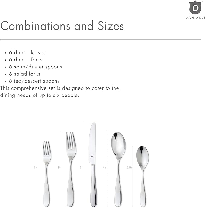 Silverware Set for 6 ??18/10 Stainless Steel Flatware, Mirror Finish, Dishwasher Safe, Durable and Balanced Utensils, Modern Tableware (30-Piece Set, Fidenza)