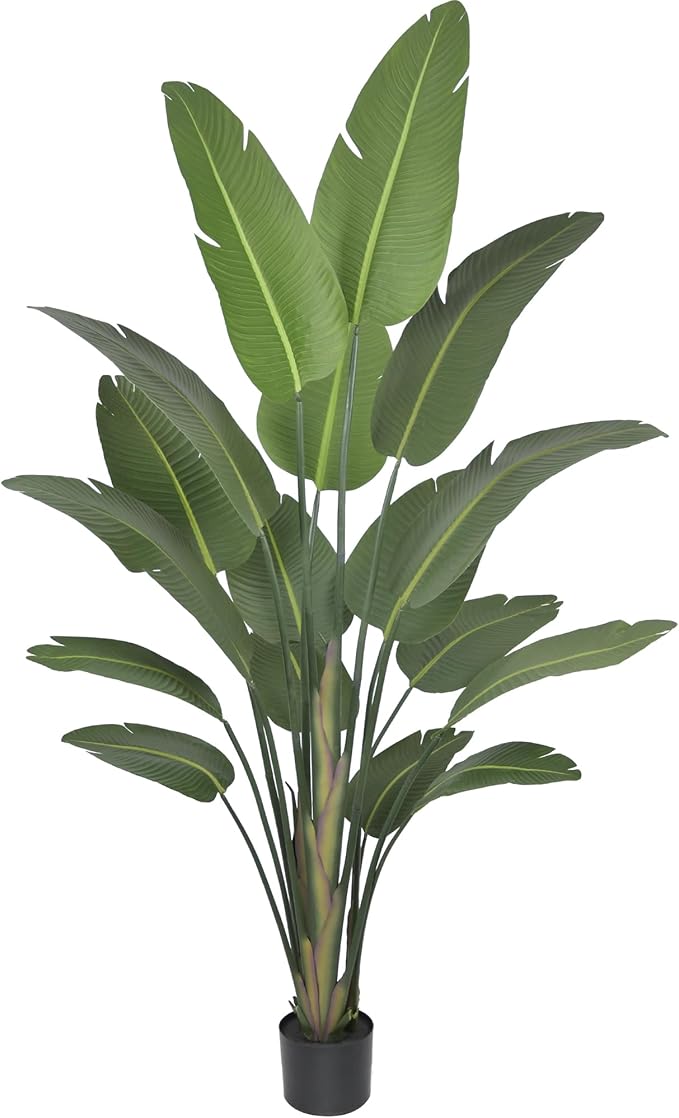 Bird of Paradise Artificial Plant 8FT, Tall Artificial Plants Indoor with 17 Realistic Leaves and Large Trunks, Faux Tropical Trees with Pot for Home Living Room Office Indoor Decor
