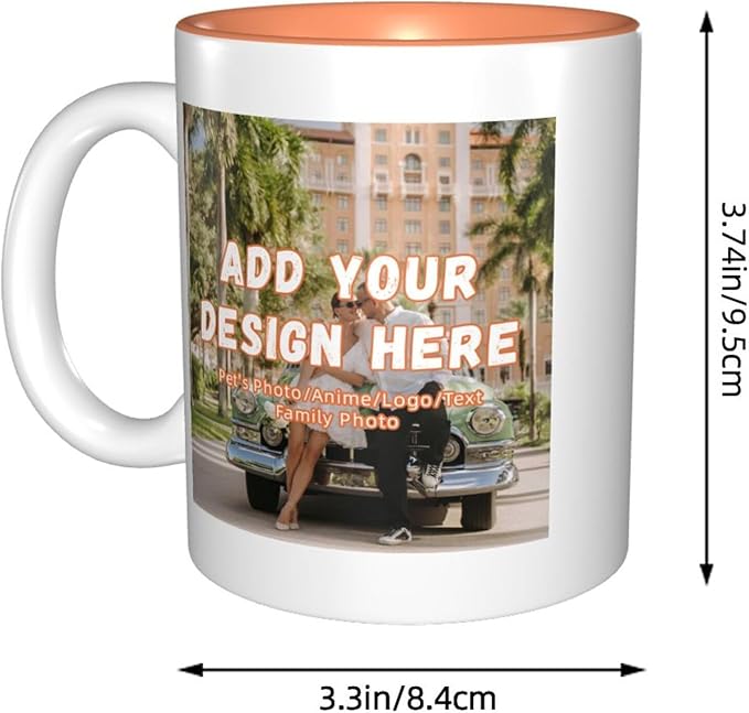 Custom Color Mugs with Partial or Full-Size Printing Customizable Photos and Text Coffee Mugs Creative Multicolor Designs Image (Partial, Orange)