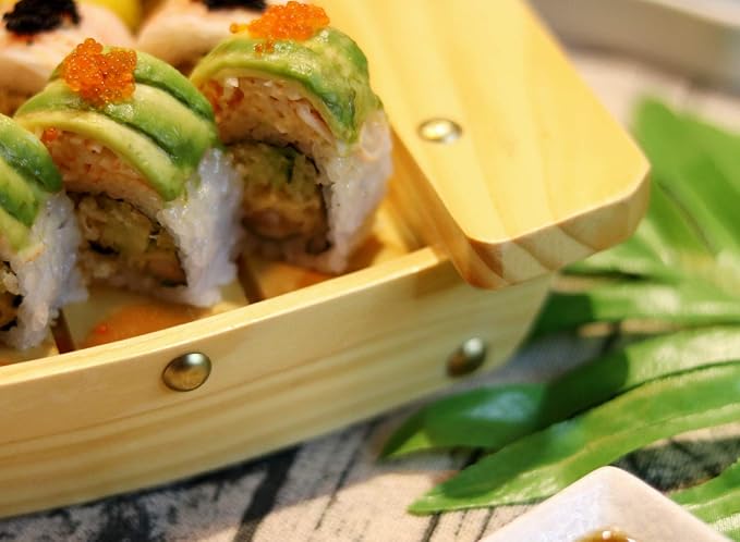 Kichgather 14.5??Wooden Sushi Serving Tray Boat Plate for Restaurant or Home