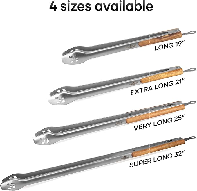 21-Inch Extra Long Stainless Steel BBQ Tongs with Extended Luxurious Acacia Handle ??Durable and Easy-to-Clean Grilling Tool for Cooking, Kitchen Use, and Outdoor Barbecues