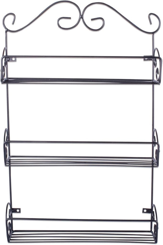 DII Farmhouse Vintage Decorative Metal Pantry Spice Rack Organizer, 11Lx2.6Wx18H, 3 Tier Spice Rack - Rustic