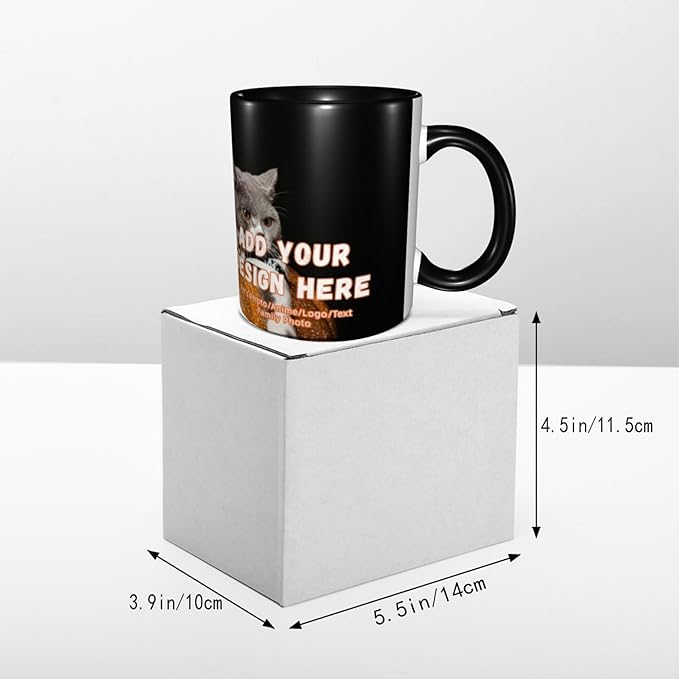Customizable Mugs and Coffee Cups with Various Creative Designs Customize Your Photos Images Texts Partial or Full-Size Printing (Full-Width, Black)