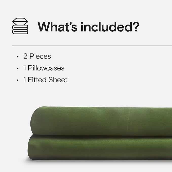 DOZ Sheet Set, 100% Viscose derived from Bamboo, Organically Grown, Buttery Soft, Cooling Sheets, High GSM, Deep Pockets - 2 Piece - 1 Pillowcase 1 Fitted Sheet (Forest, Twin)