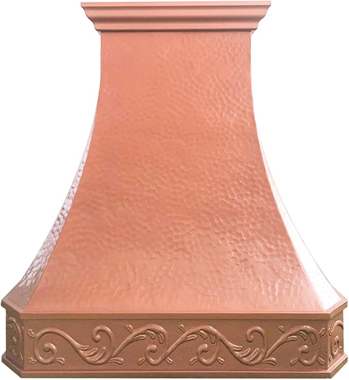 CT Copper Tailor Copper Vent Hood Island Mount,42'' W,27''H, 1150 CFM Exhaust Fan,Stainless Steel Vent,LED Light,Dishwasher-Safe Baffle Filters,Light Hammered-Penny Patina,VH3A