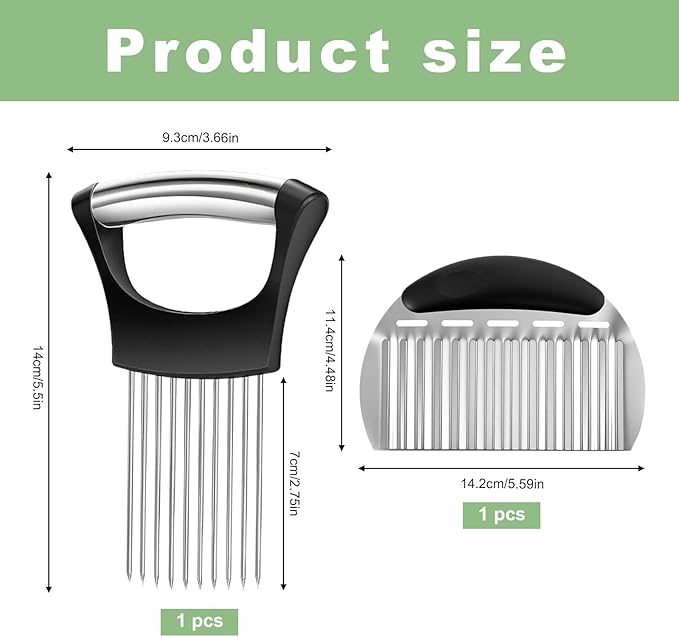Onion Holder for Slicing & Crinkle Cutter Knife, Stainless Steel Onion Slicer Holder French Fry Cutter,Kitchen Gadgets, Multi-Use Chopper with Handle for Lemon Onions Tomatoes Avocados Potatoes