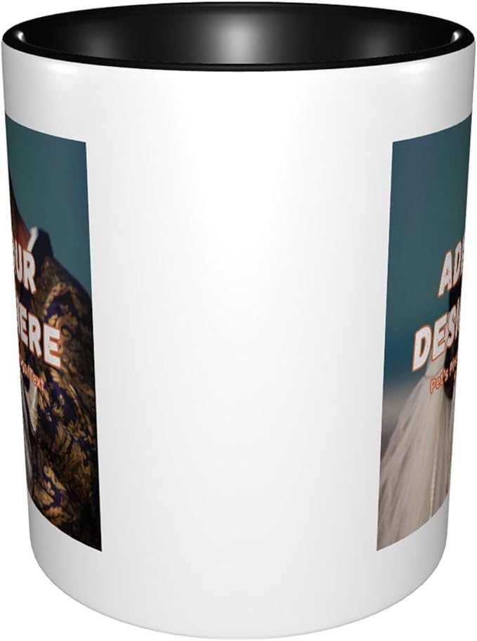 Customizable Mugs and Coffee Cups with Various Creative Designs Customize Your Photos Images Texts Partial or Full-Size Printing (Partial, Black)