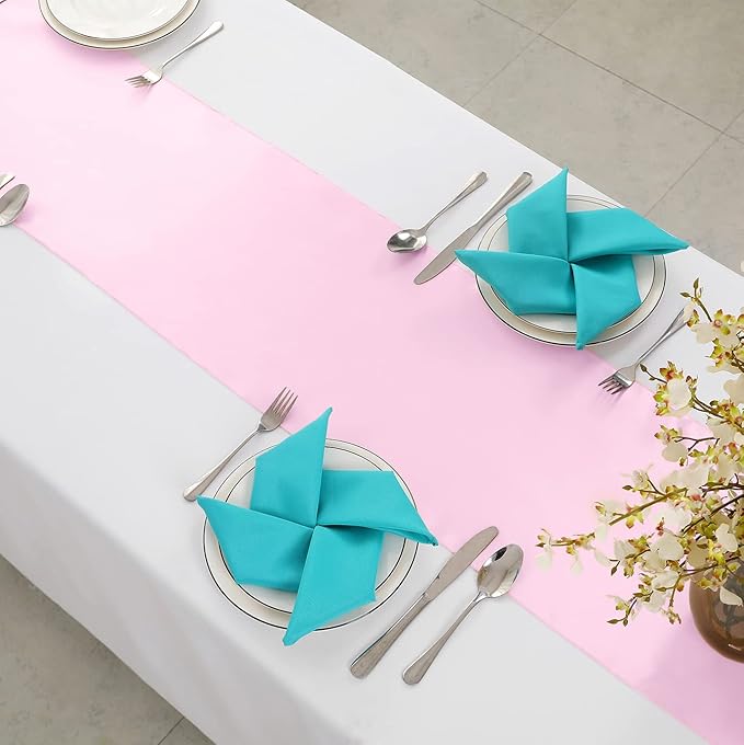 Horbaunal 6 Pack Satin Runners 12 x 72 Inch Bright Silky Smooth Satin Table Runners for Birthday Wedding Party Banquets, Light Pink