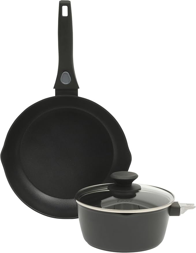 Oster SmartHandle 2-Qt Nonstick Saucepan & 10-Inch Fry Pan with Removable Handle Cookware Set ??Oven & Dishwasher Safe, Space-Saving Cookware