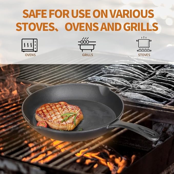 6 Inch Cast Iron Skillet ??Pre-Seasoned Mini Frying Pan, Oven & Grill Safe, Christmas Holiday Cookware for Camping, Breakfast & Single-Serve Cooking