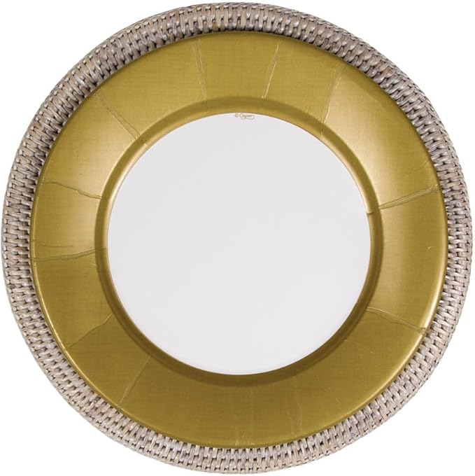 Caspari Linen Border Paper Dinner Plates in Gold - Pack of 8