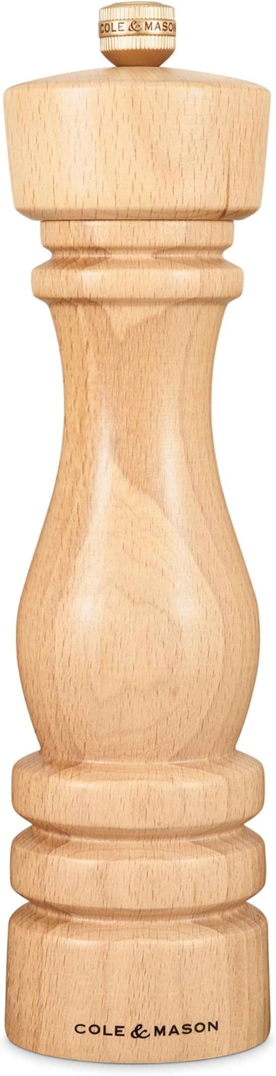 Cole & Mason London Refillable Spice Mill - Kitchen & Home Accessory - Table Salt Grinder - Salt Mill with Ceramic Mechanism - 8", Natural Beech